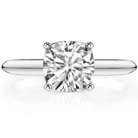 Cushion Moissanite 4-Prong Solitaire Ring