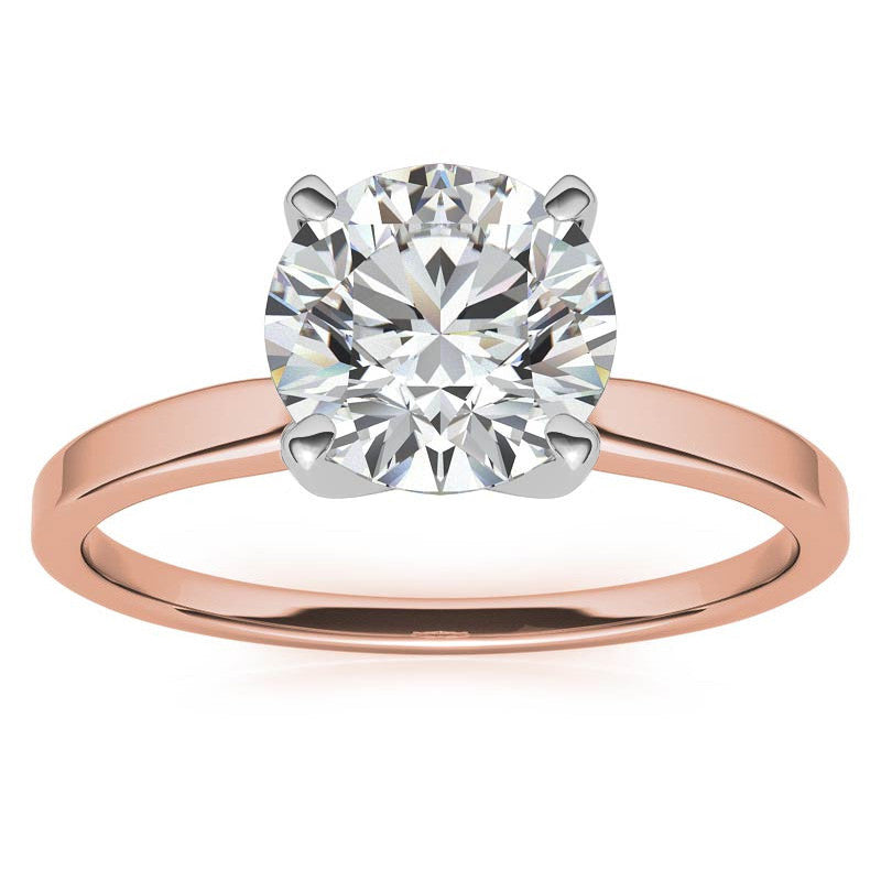 Flat Shoulder 4-Prong Round Brilliant Moissanite Solitaire Ring