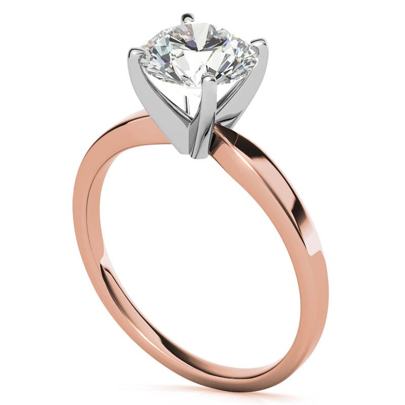 Flat Shoulder 4-Prong Round Brilliant Moissanite Solitaire Ring