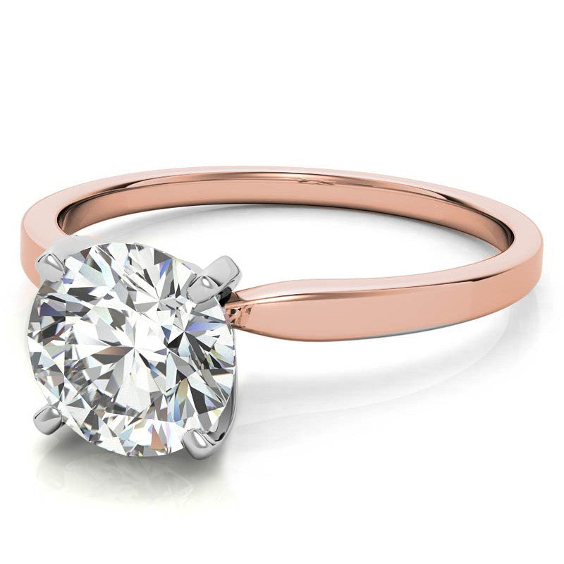 Flat Shoulder 4-Prong Round Brilliant Moissanite Solitaire Ring