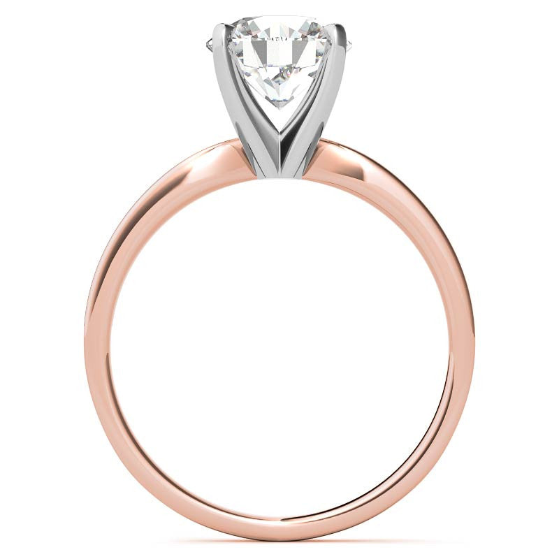 Flat Shoulder 4-Prong Round Brilliant Moissanite Solitaire Ring