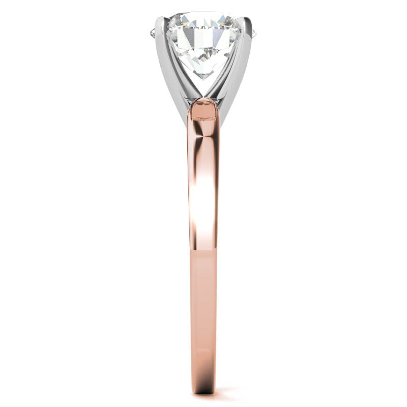 Flat Shoulder 4-Prong Round Brilliant Moissanite Solitaire Ring