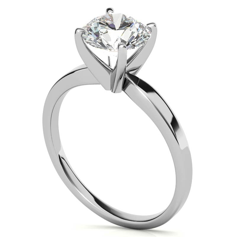 Flat Shoulder 4-Prong Round Brilliant Moissanite Solitaire Ring