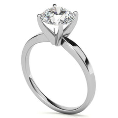 Flat Shoulder 4-Prong Round Brilliant Moissanite Solitaire Ring