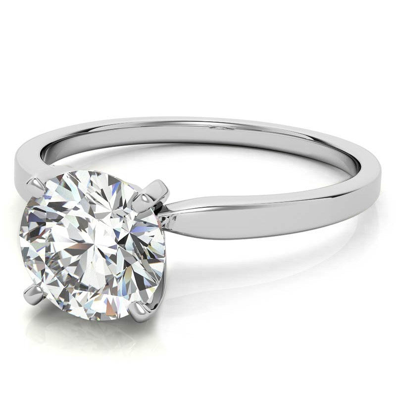 Flat Shoulder 4-Prong Round Brilliant Moissanite Solitaire Ring