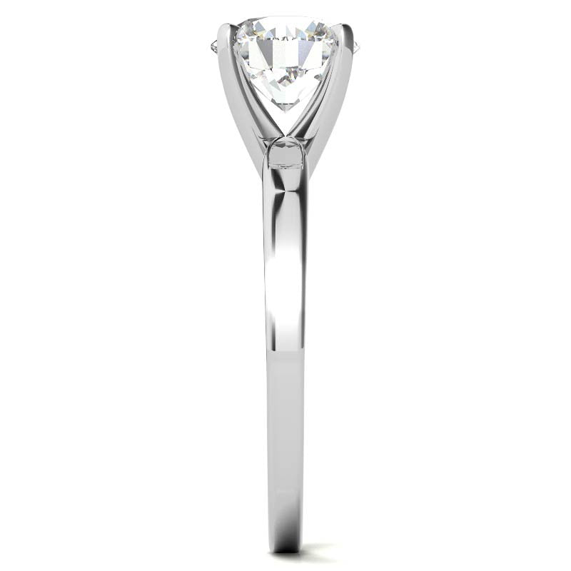 Flat Shoulder 4-Prong Round Brilliant Moissanite Solitaire Ring