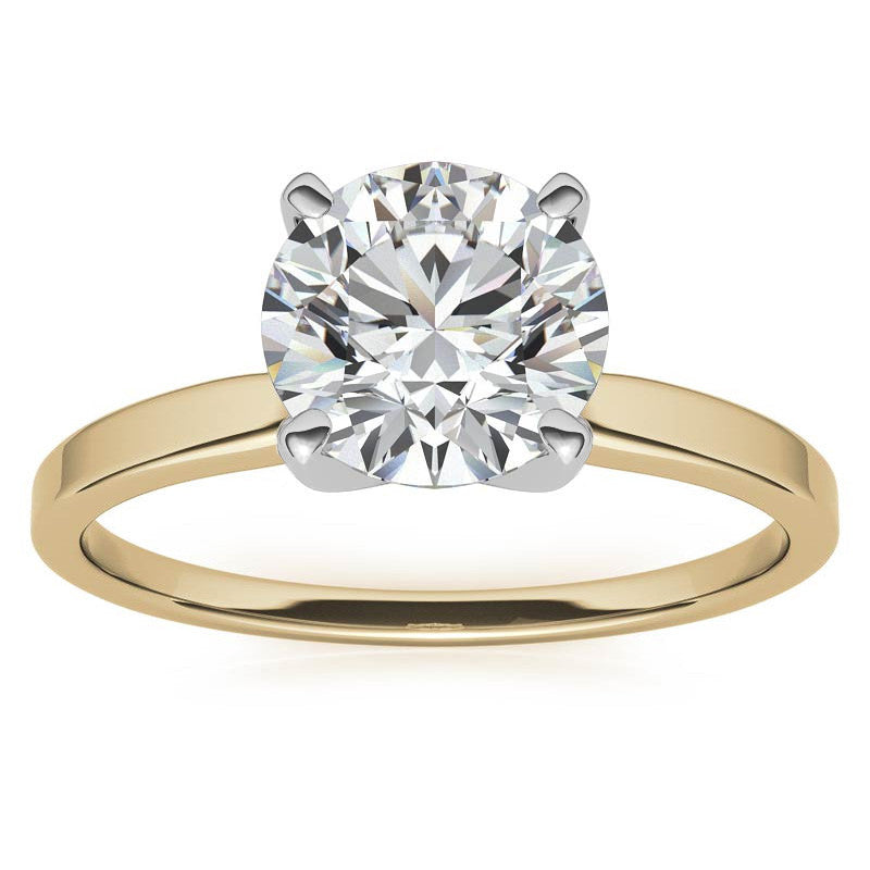 Flat Shoulder 4-Prong Round Brilliant Moissanite Solitaire Ring