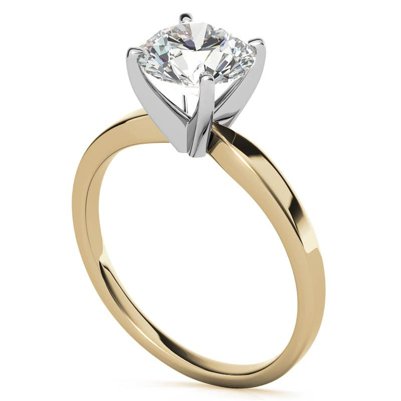 Flat Shoulder 4-Prong Round Brilliant Moissanite Solitaire Ring