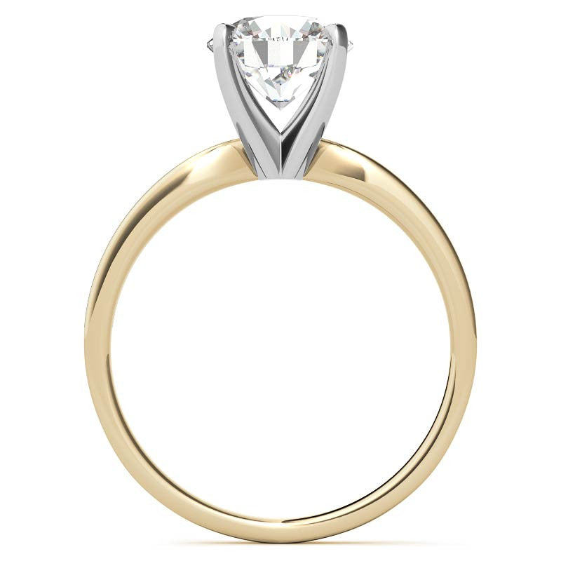 Flat Shoulder 4-Prong Round Brilliant Moissanite Solitaire Ring