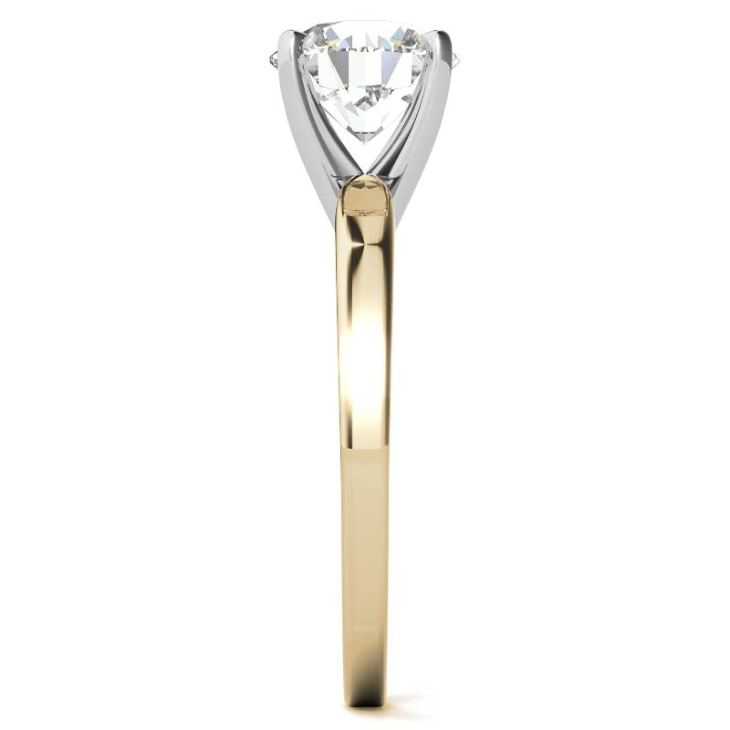 Flat Shoulder 4-Prong Round Brilliant Moissanite Solitaire Ring