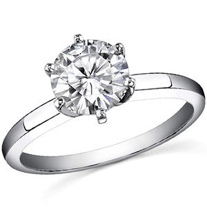 Flat Shoulder 6-Prong Round Brilliant Moissanite Solitaire Ring