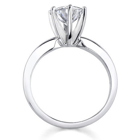 Flat Shoulder 6-Prong Round Brilliant Moissanite Solitaire Ring