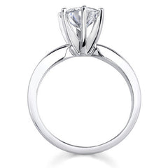 Flat Shoulder 6-Prong Round Brilliant Moissanite Solitaire Ring