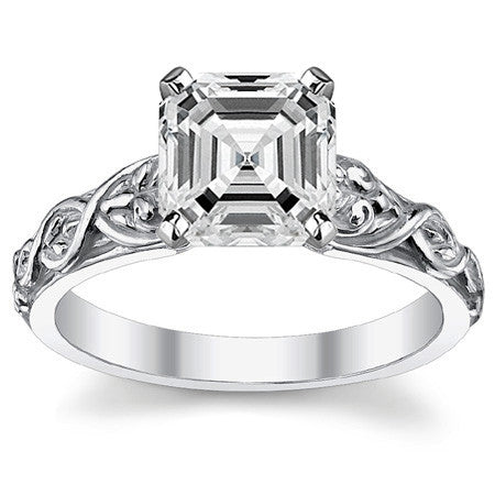 Fleur-De-Lis Moissanite Solitaire Ring with Optional Matching Band