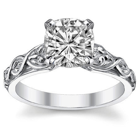 Fleur-De-Lis Moissanite Solitaire Ring with Optional Matching Band
