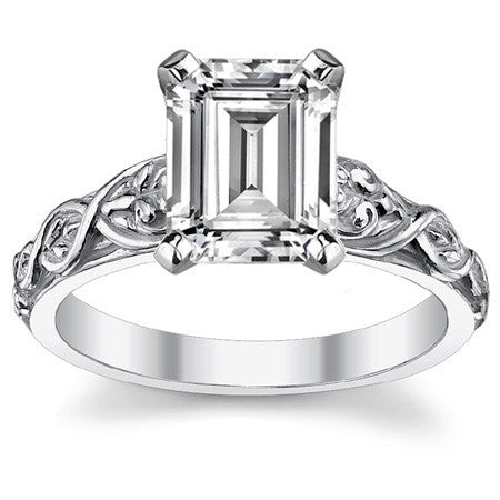 Fleur-De-Lis Moissanite Solitaire Ring with Optional Matching Band