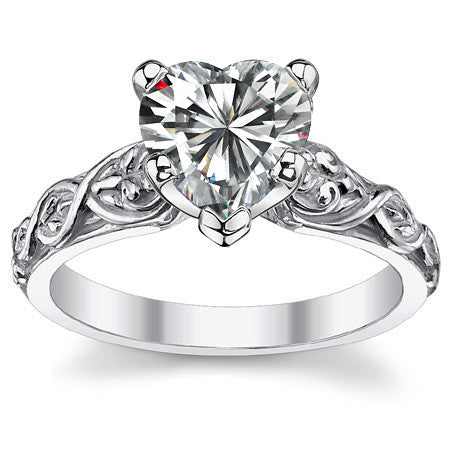 Fleur-De-Lis Moissanite Solitaire Ring with Optional Matching Band