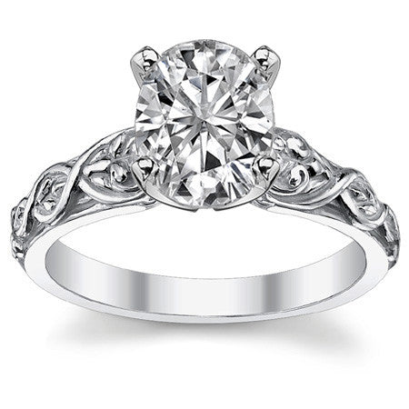 Fleur-De-Lis Moissanite Solitaire Ring with Optional Matching Band