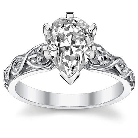 Fleur-De-Lis Moissanite Solitaire Ring with Optional Matching Band