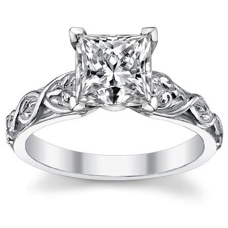 Fleur-De-Lis Moissanite Solitaire Ring with Optional Matching Band