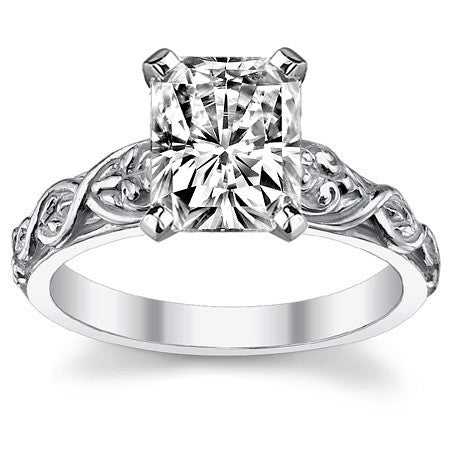 Fleur-De-Lis Moissanite Solitaire Ring with Optional Matching Band