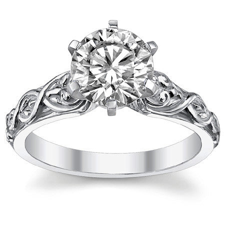Fleur-De-Lis Moissanite Solitaire Ring with Optional Matching Band