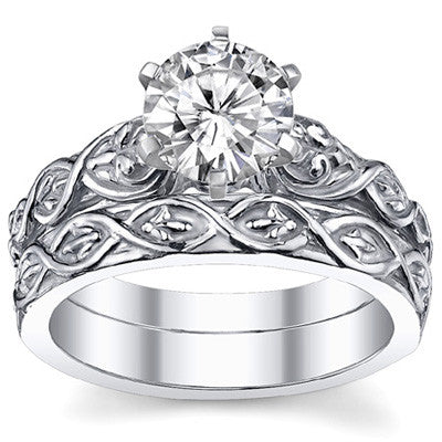 Fleur-De-Lis Moissanite Solitaire Ring with Optional Matching Band