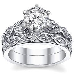 Fleur-De-Lis Moissanite Solitaire Ring with Optional Matching Band