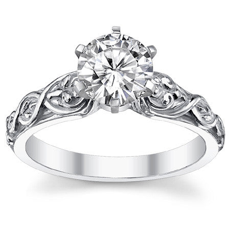 Fleur-De-Lis Moissanite Solitaire Ring with Optional Matching Band