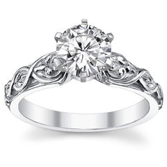 Fleur-De-Lis Moissanite Solitaire Ring with Optional Matching Band