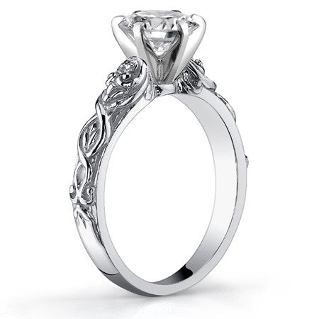 Fleur-De-Lis Moissanite Solitaire Ring with Optional Matching Band