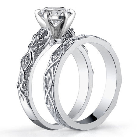 Fleur-De-Lis Moissanite Solitaire Ring with Optional Matching Band