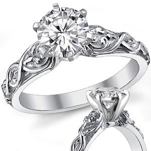 Fleur-De-Lis Moissanite Solitaire Ring with Optional Matching Band
