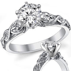 Fleur-De-Lis Moissanite Solitaire Ring with Optional Matching Band