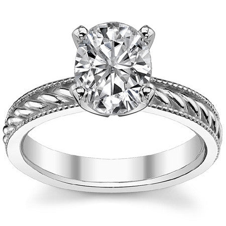 Moissanite Milgrain Rope Solitaire Ring