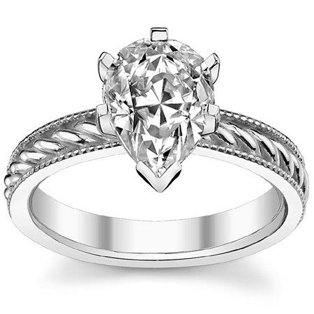 Moissanite Milgrain Rope Solitaire Ring