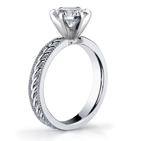 Moissanite Milgrain Rope Solitaire Ring