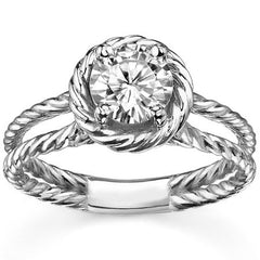 Round Brilliant Moissanite Rope Solitaire Ring