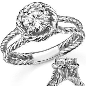 Round Brilliant Moissanite Rope Solitaire Ring