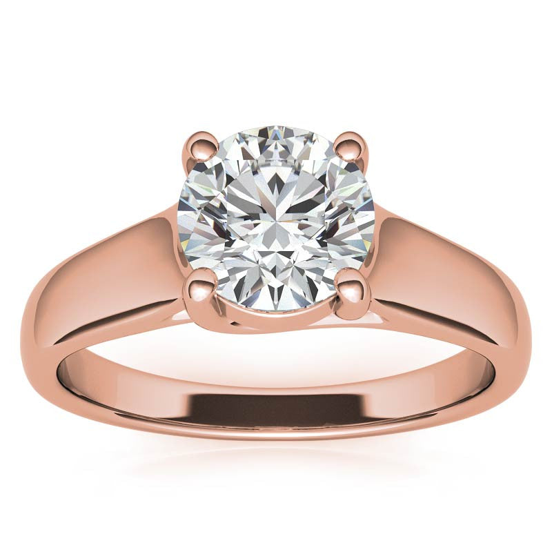 Round Moissanite Trellis Solitaire Ring