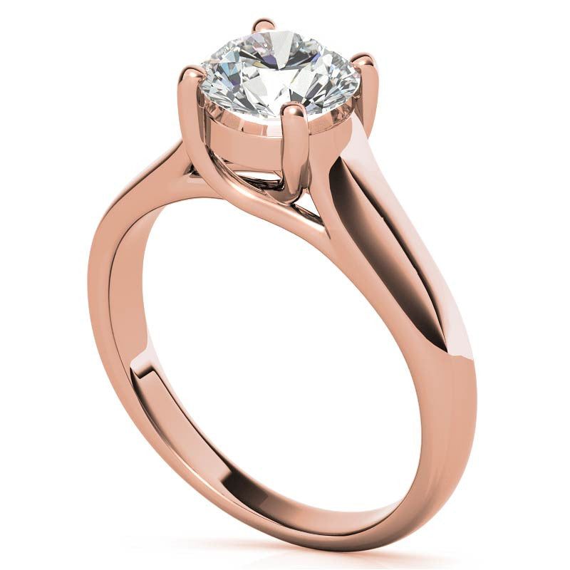 Round Moissanite Trellis Solitaire Ring