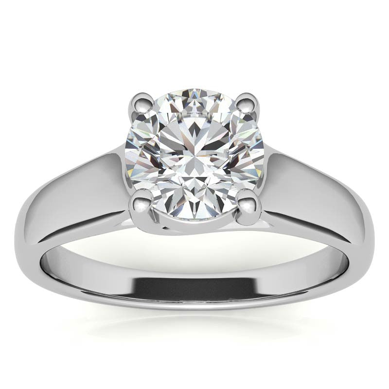 Round Moissanite Trellis Solitaire Ring
