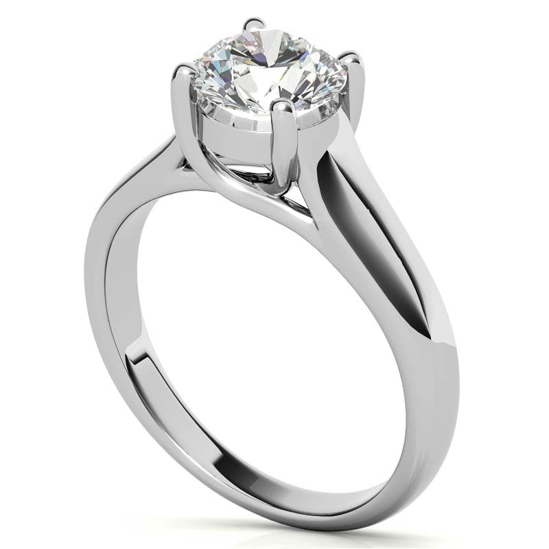 Round Moissanite Trellis Solitaire Ring