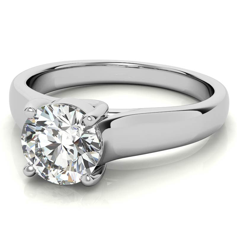Round Moissanite Trellis Solitaire Ring