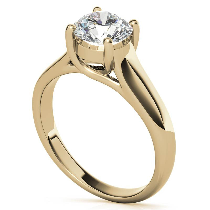Round Moissanite Trellis Solitaire Ring