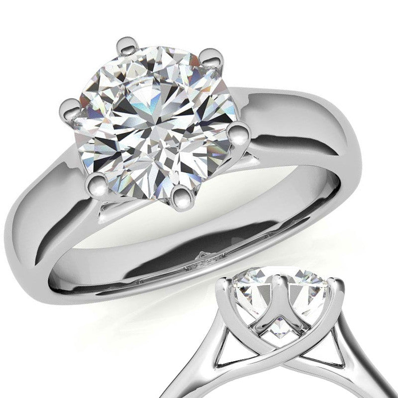 6-Prong Trellis Round Brilliant Moissanite Solitaire Ring