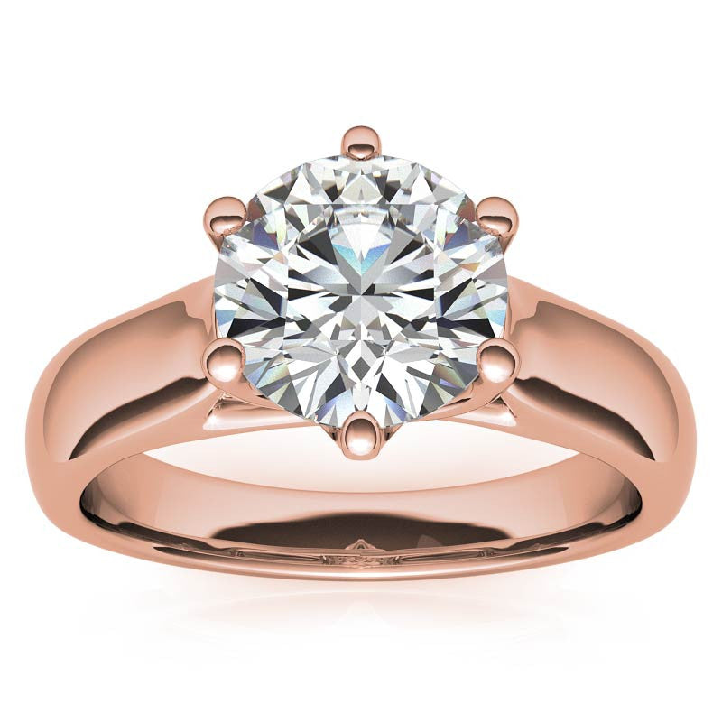 6-Prong Trellis Round Brilliant Moissanite Solitaire Ring