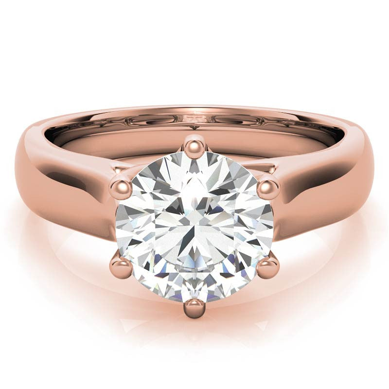 6-Prong Trellis Round Brilliant Moissanite Solitaire Ring