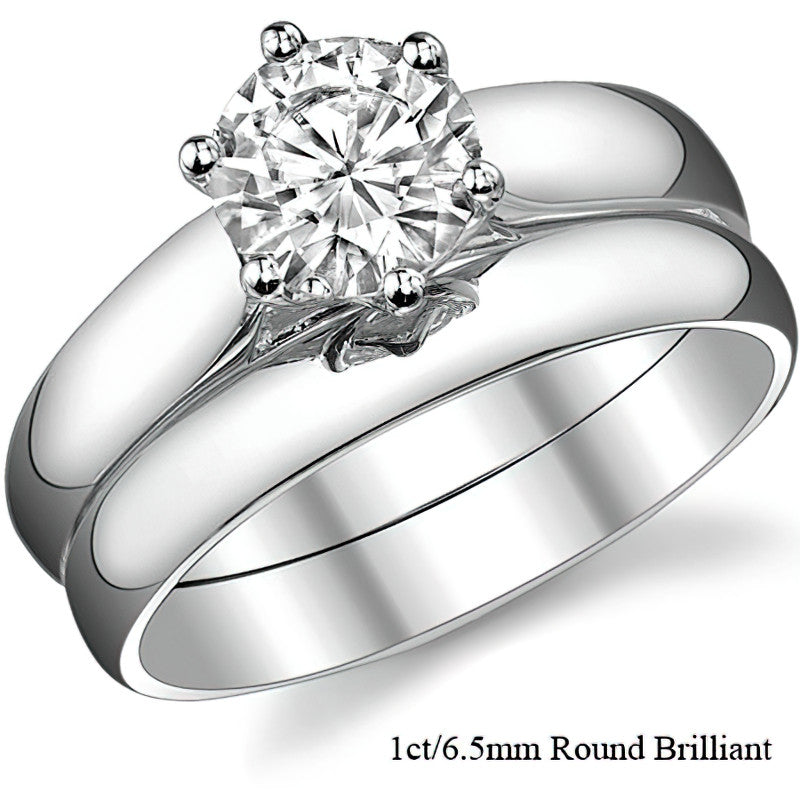 6-Prong Trellis Round Brilliant Moissanite Solitaire Ring