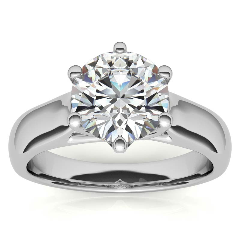 6-Prong Trellis Round Brilliant Moissanite Solitaire Ring